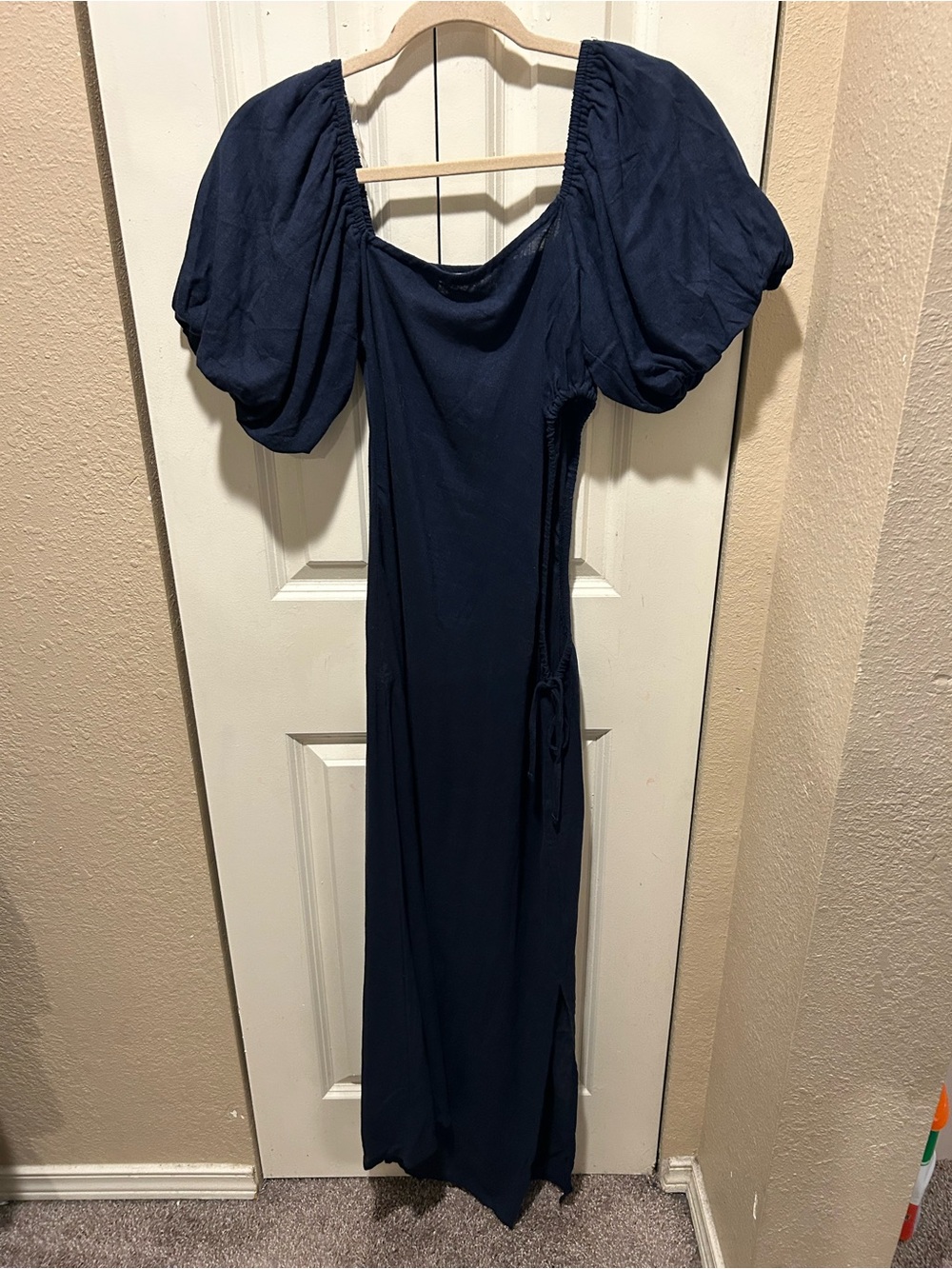 Petal + Pup Chloe Cut-Out Dress Linen Blend Puff Sleeve Midi , Small - Picture 10 of 13